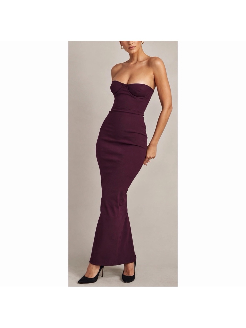 House Of CB Lucia Strapless Corset Maxi Dress Size S/Small Sculpting Plum Purple